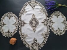 Set 3 centrini in puro lino