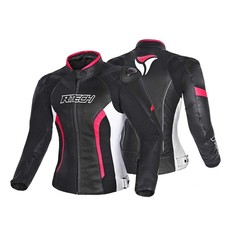 R-TECH Tom Rider Pelle Donna Moto Giacca Negro Blanco Fuschia CE Certificate