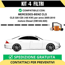 Kit 4 Filtri Tagliando per MERCEDES-BENZ CLS CLS 320 CDI 165 kw Diesel 2005-2010