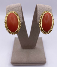 PAIO ORECCHINI VINTAGE ANNI 80' IN ORO GIALLO 18kt. E CORALLO SARDO NATURALE
