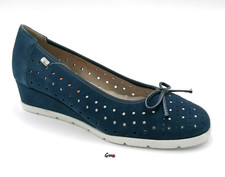 Scarpe donna zeppa Valleverde decolletè pelle scamosciata blu leggere e comode