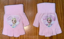 DISNEY - FROZEN: Guanti senza dita rosa chiaro per bambina con Elsa, taglia unica