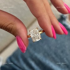 Anello solitario in oro massiccio 14 carati con diamanti taglio brillante aprile