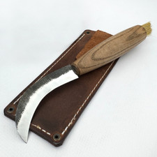 Coltello per funghi - acciaio forgiato, manico in legno con spazzola, fodero, regalo foraggiamento