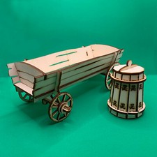 Carro con botte in legno,  tagliato al laser , per presepe, Natale