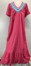 NEW! Vtg Club Prive Maxi Dress Sz 44 Plus Pink Kaftan Mumu Flounce Hem Tie Belt