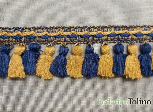 Frangia fioccata blu - fioccata, blu/oro