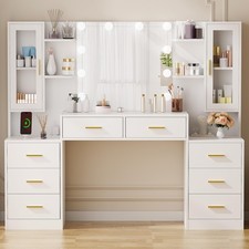 ANWBROAD Toletta Trucco con Luci illuminazione LED Regolabile a 3 Colori e Prese