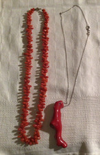 1 COLLANA DI CORALLO NATURALE E ARGENTO 1 COLLANA ARGENTO CON CORALLO NON USATE