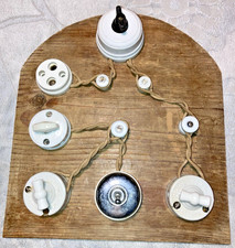 Vecchio espositore Prese e Interruttori Ceramica Elettronica Antico Vintage