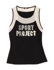 Canotta donna grafica LIU JO UK 6 XS nera colorblock cotone AN02