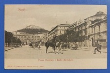 1900ca Napoli - piazza municipio - teatro Mercadante - cavalli e carri in pp.
