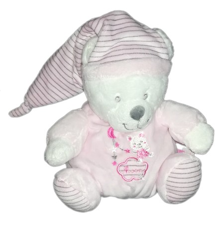 Peluche doudou ours - rose, max