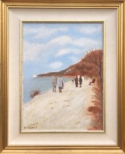 Sconosciuto Pittore - Strandspaziergang - Costa Del Mar Baltico Dune Persone