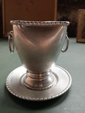 Secchiello Vecchia Anfora Piattino peltro 95%  Marchiato Originale epoca Vintage