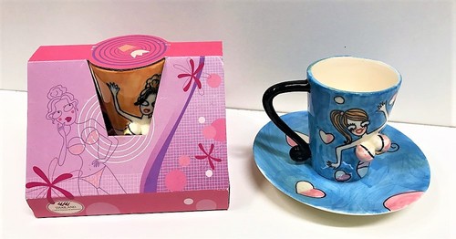 Tazza con piattino tette - tazza, "tette