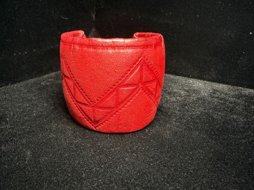 Bracciale vintage pelle rossa - pelle,