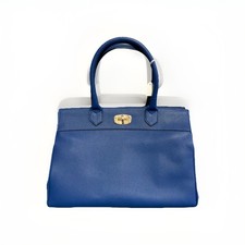 BORSA BAULETTO ARTIGIANALE VERA PELLE MARTELLATA BLU