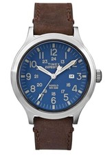 Timex Uomo Expedition Scout 43 Cinturino Pelle Marrone Quadrante Blu TW4B06400
