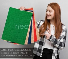 Tela di iuta dell'assia 6 Pcs Artigianato Pacchetto di tessuti A3 Fogli,Neotrims