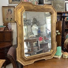 Antico specchio con cornice foglia oro e specchiera al mercurio 800 dorata