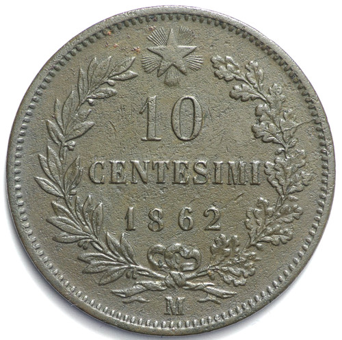 Italia regno centesimi 1862 - regno, 10