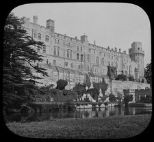 ANTIQUE GWW Magic Lantern Slide WARWICK CASTLE AND RIVER AVON C1890 PHOTO