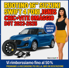 ✅  Kit Ruotino di Scorta 16" Suzuki Swift 4 Fori + Cric + Vite DOT 2023/2025 ✅