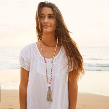  Collana lunga: collana etnica retrò con perline per donna - Gioielli boho con