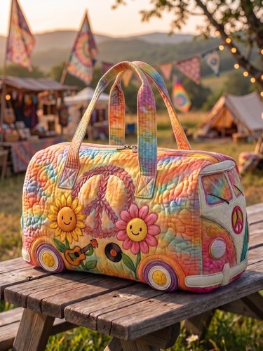 Borsone hippie camper pastello