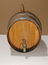 Vintage Piccola Botte in Legno con Rubinetto in Ottone Vino Cantina Tinello