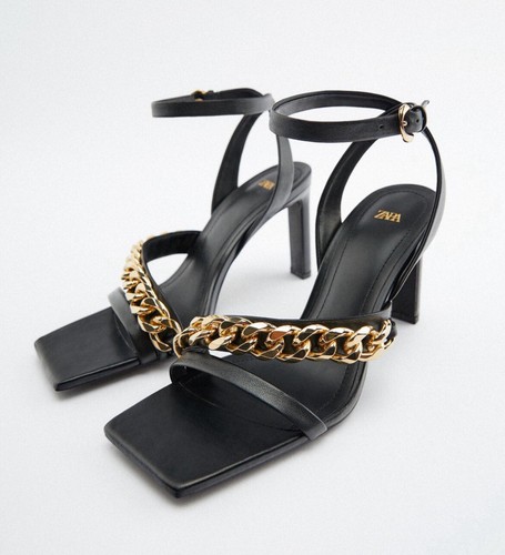 Zara sandali neri con - neri, tacco
