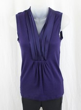 Cravatta donna Rivamonti viola misto cotone scollo a V plissettata raso collo media