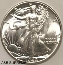1942 Walking Liberty mezzo dollaro da OBW Roll Estate CH-GEM Bu Unc 90% argento