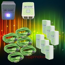 ADATTATORE DA PARETE 6X 4 PORTE USB + CAVO CARICATORE 3FT VERDE LG G2 OPTIMUS KINDLE FIRE HD