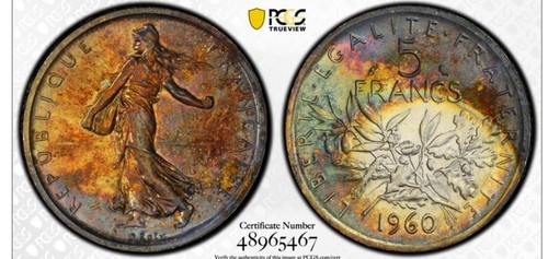 Pcgs ms65 1960 franc - pcgs, 1960.