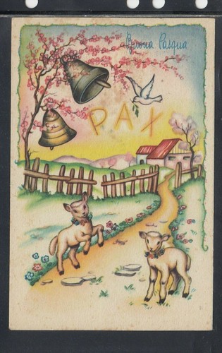 Cartolina buona pasqua agnelli - buona,