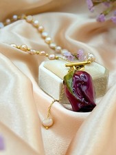 Collana vera rosa rossa acqua