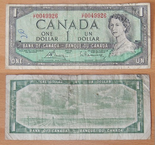 1954 canada dollar banknote - 1954, 1