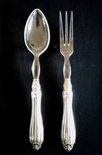 Posate primi '900,da insalata, in celluloide con manico ricoperto in argento 800