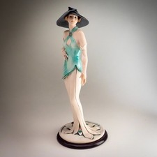 Giuseppe Armani Florence Sculpture Crystal Ice Art Deco Lady 2000 Italy Signed