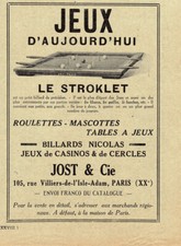 Jost & Cie. Jaux d'aujourd'hui, le stroklet.  Advertising 1926