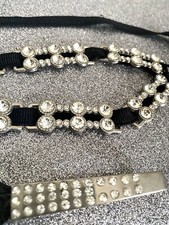 ?CINTURA VINTAGE GIOIELLO NERO STRASS XXL MADE IN ITALY