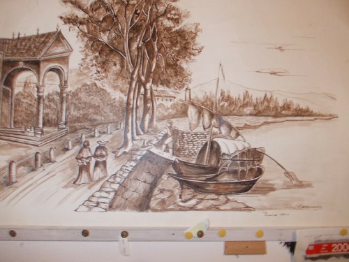 Luino lago maggiore pittura - ,