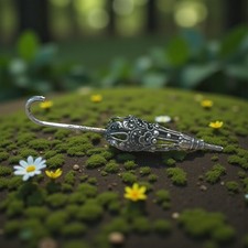 Antica Spilla Argento Liberty Ombrellino 1900 Filigrana 