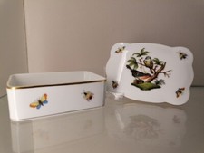 Herend Rothschild scatola con coperchio 7975 RO bordo oro porcellana Ungheria 1. Scelta