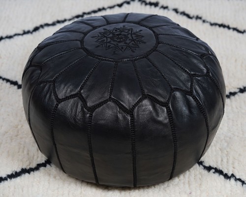 Pouf pre riempito nero pelle - nero,