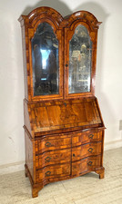 ANTICO TRUMEAU RIBALTA SCRITTOIO EPOCA '900 RADICA DI NOCE LATRONATO VETRINA