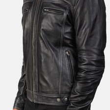 Giacca biker uomo nera vera pelle di pecora giacca capospalla cappotto moto