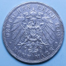 GERMANIA PRUSSIA 5 MARCHI 1903 A ARGENTO COLPI MB MONETA SILVER COIN NUMISMATICA